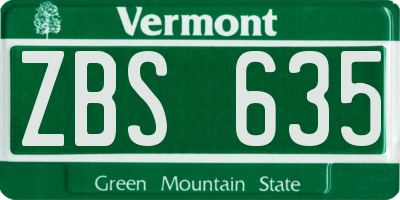 VT license plate ZBS635