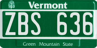 VT license plate ZBS636