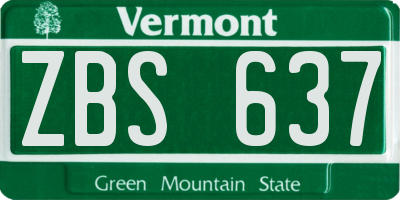 VT license plate ZBS637