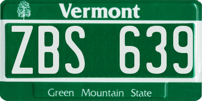 VT license plate ZBS639