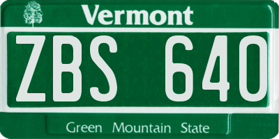 VT license plate ZBS640