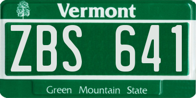 VT license plate ZBS641