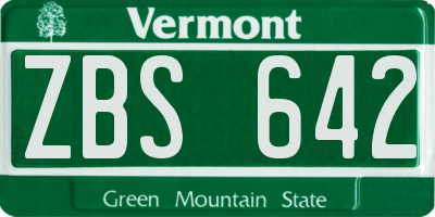 VT license plate ZBS642