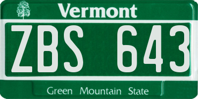 VT license plate ZBS643