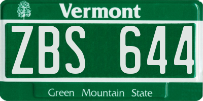 VT license plate ZBS644