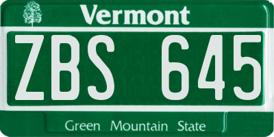 VT license plate ZBS645