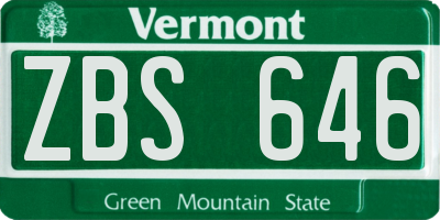 VT license plate ZBS646