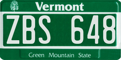 VT license plate ZBS648