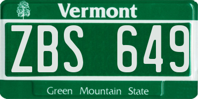 VT license plate ZBS649