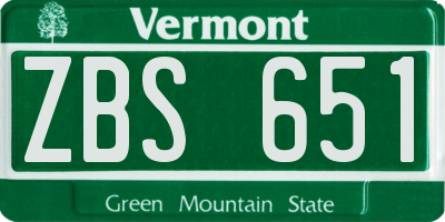 VT license plate ZBS651