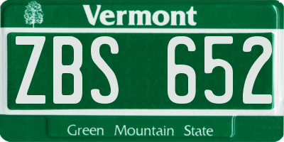 VT license plate ZBS652