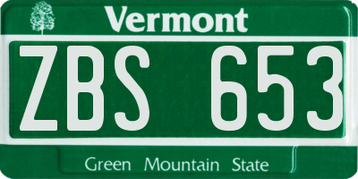 VT license plate ZBS653