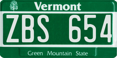 VT license plate ZBS654
