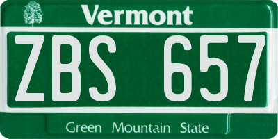 VT license plate ZBS657