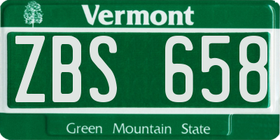 VT license plate ZBS658