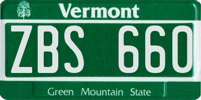 VT license plate ZBS660