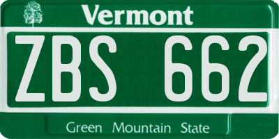 VT license plate ZBS662