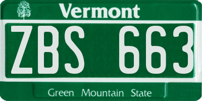 VT license plate ZBS663