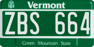 VT license plate ZBS664