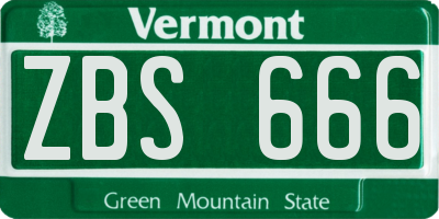 VT license plate ZBS666