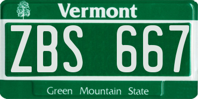 VT license plate ZBS667