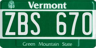 VT license plate ZBS670