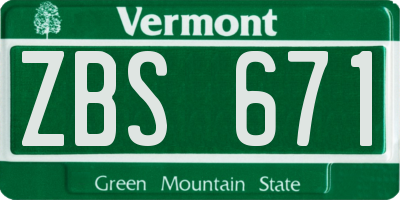 VT license plate ZBS671