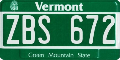 VT license plate ZBS672