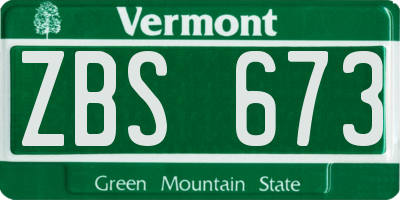 VT license plate ZBS673