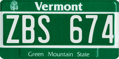 VT license plate ZBS674