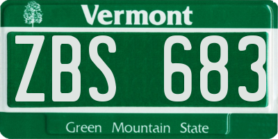 VT license plate ZBS683