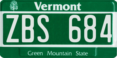 VT license plate ZBS684