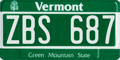 VT license plate ZBS687