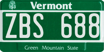 VT license plate ZBS688