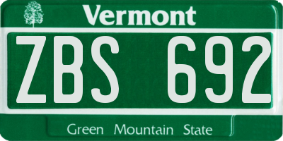 VT license plate ZBS692