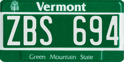 VT license plate ZBS694