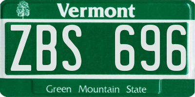 VT license plate ZBS696