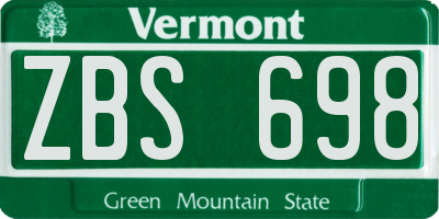 VT license plate ZBS698