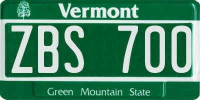 VT license plate ZBS700