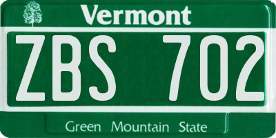 VT license plate ZBS702