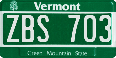 VT license plate ZBS703