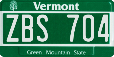 VT license plate ZBS704
