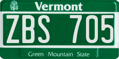 VT license plate ZBS705
