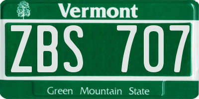 VT license plate ZBS707