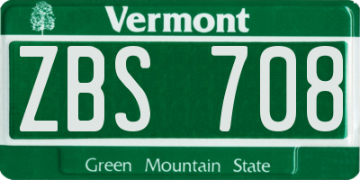 VT license plate ZBS708