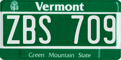 VT license plate ZBS709