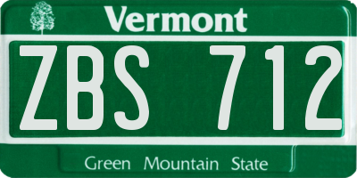 VT license plate ZBS712