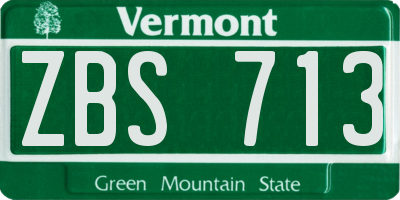 VT license plate ZBS713