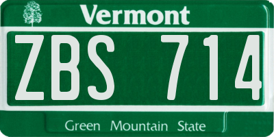 VT license plate ZBS714