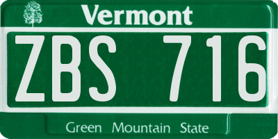 VT license plate ZBS716